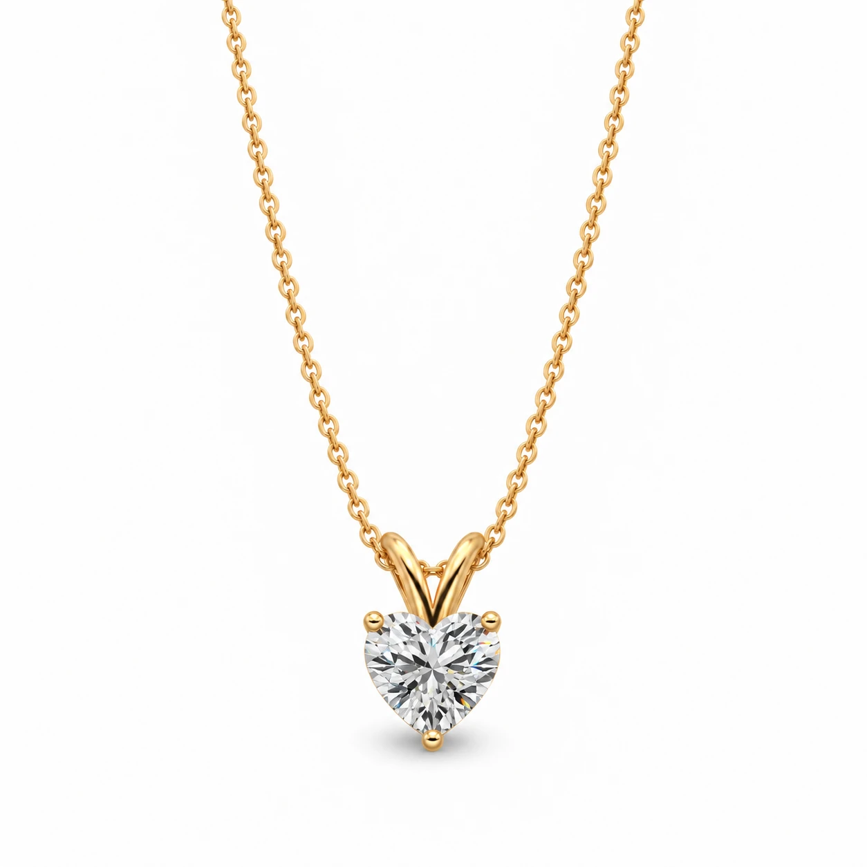 Heart Solitaire Pendant in 18K yellow gold