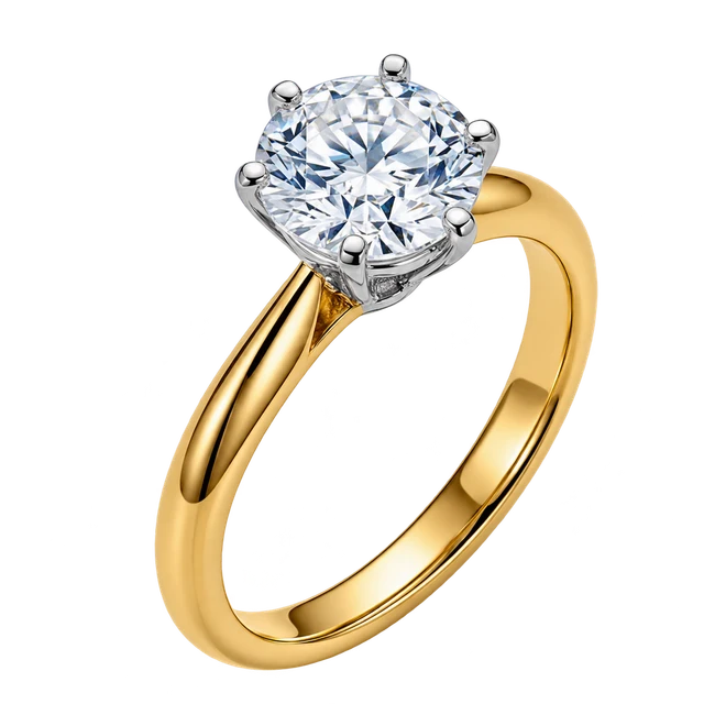 Six-Prong Solitaire in yellow gold