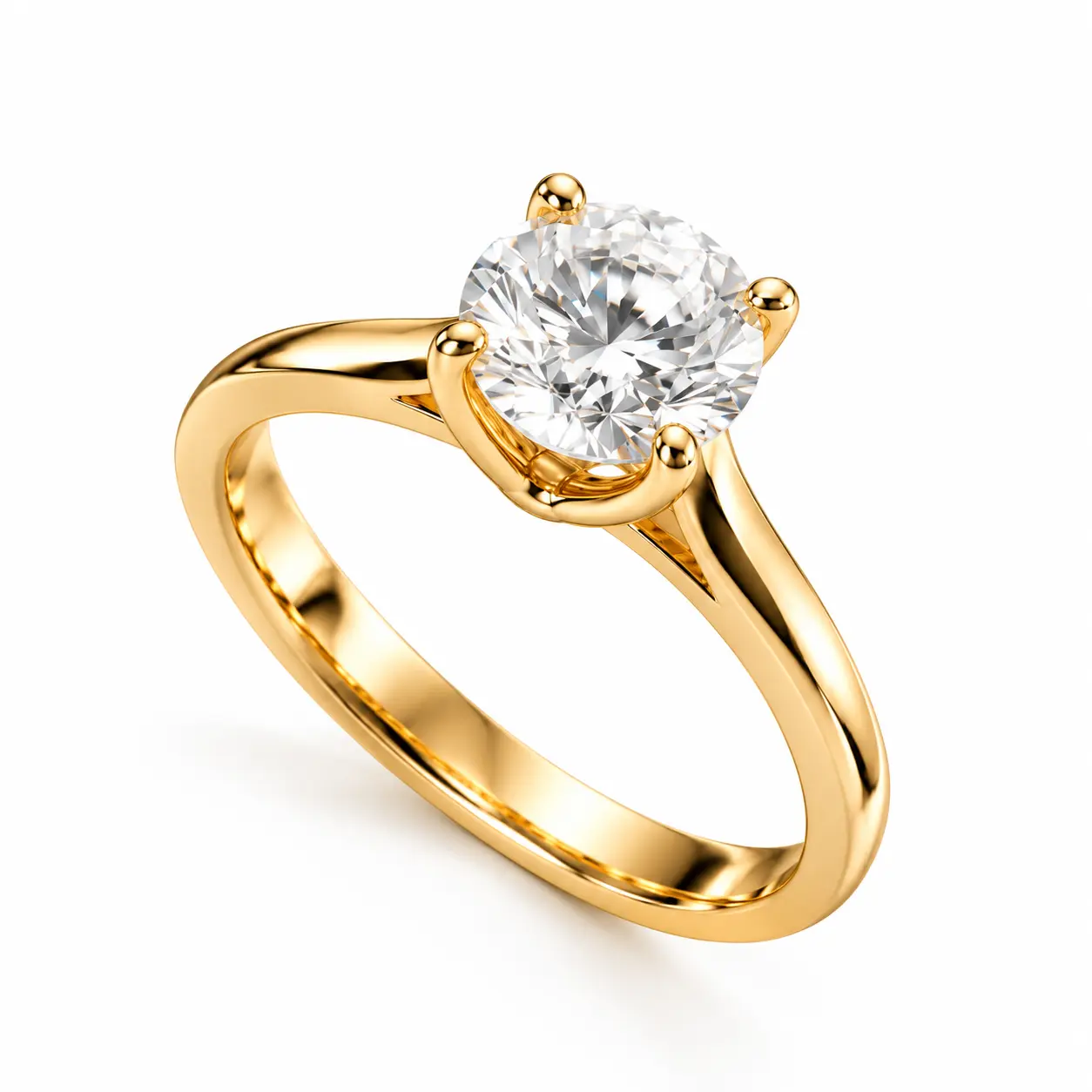 Four-Prong Solitaire in yellow gold