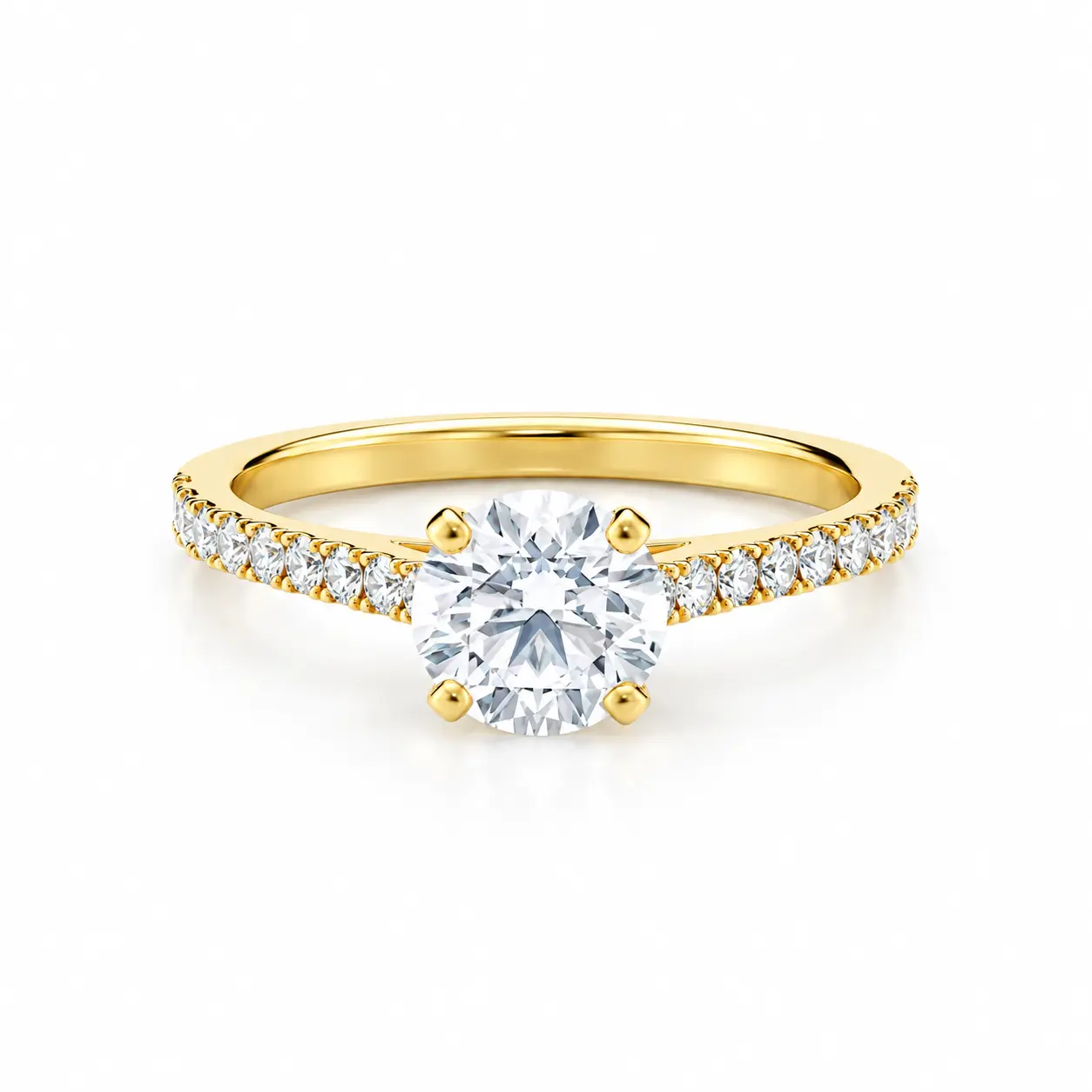 Pavé Solitaire in yellow gold