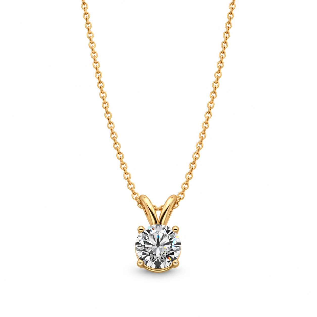 Round Solitaire Pendant in 18K yellow gold